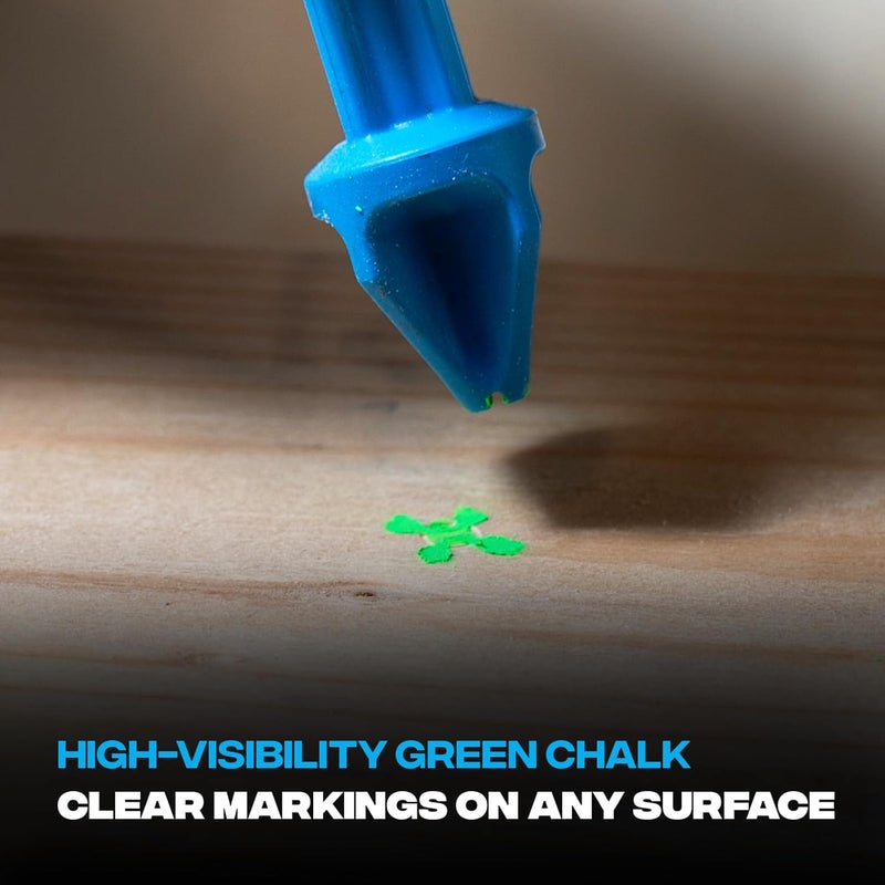 Ox Tools 2-Pack Tuff Shot Deep Reach Marking Tool, Drill Hole Markers, Chalkshot of Non Permanent Mark of High-Vis Green Chalk Deep Hole Marker, Long Reach 500 Total Chalk Burst Shots - Image 3